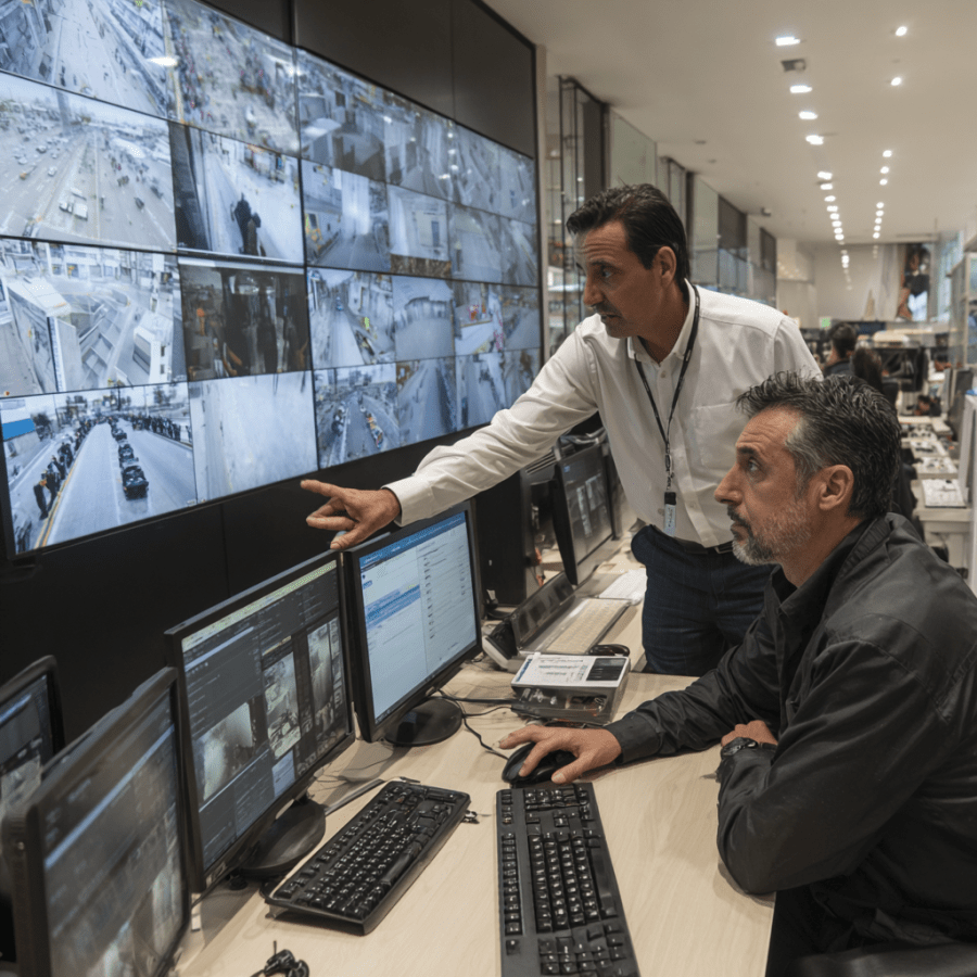 Central de monitoreo de CASPER con muro de pantallas y operadores