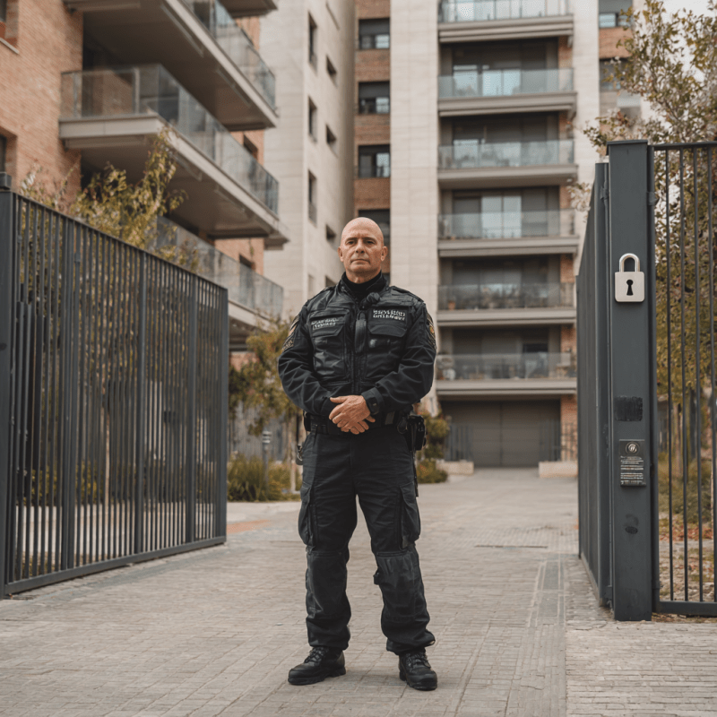 Guardia de CASPER en el acceso de una unidad habitacional